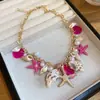 Collar Transfronterizo Europeo y Americano de Conchas y Estrellas de Mar, Cadena para Clavícula Personalizada y de Moda Estilo Vacaciones en la Playa, Joyería de Nicho con Diseño Único para Mujeres