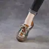 Zapatos Planos Casuales con Cordones para Mujer, Bloques de Color Retro de Piel de Vaca de Primera Capa, Suela Suave Cómoda, Estilo Nuevo Primavera 2026