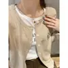 Elegante suéter de punto con bordado de oso de manga larga para mujer, nuevo diseño otoño/invierno, estilo preppy, top cárdigan adelgazante