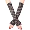 Mangas de Protección Solar Transfronterizas Verano Largas Halloween Mangas para Brazos Encaje Elegante Finas Mujeres Conducir Transpirables Guantes sin Dedos