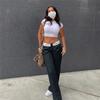 Transfronterizo 2021ins Estilo Europeo y Americano Otoño Nuevo Pantalón Recto Casual Suelto Estampado Moda Calle Color Sólido para Mujer