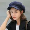Chapéu feminino outono e inverno tudo-combina chapéu octogonal de lã moda inverno boina britânica 2023 nova moda Inverno