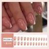 Venta Caliente Transfronteriza Brillo Dorado Borde Blanco Manicura Francesa Rosa Nude Elegante Lujo Accesible Uñas Usables 24 Piezas Parches de Uñas Postizas