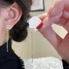 Brincos de Prata 925 com Agulha Zircônia Microincrustada Exquisita Letra C Cruzada com Franja Joia de Orelha Simples Versátil de Luxo Leve