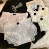 Verão Bolinhas Seda Gelo Algodão Puro Crotch Estendido Estilo Doce Roupa Íntima Calcinhas de Renda Respiráveis Cintura Média-Baixa para Mulheres
