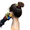 Elástico de Cabelo com Flor de Veludo para Outono e Inverno, Elástico de Cabelo Largo Sem Costura, Alta Elasticidade, Elástico Durável para Rabo de Cavalo e Coque