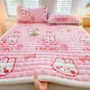 Colchão de veludo de leite classe A capa de cama de colchão engrossado Kang mat lençol de três peças almofada de cama dormitório de estudante tapete macio