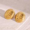 Pendientes Ovalados Nervados Chubby de Acero Inoxidable Europeos y Americanos Pendientes de Textura de Lujo Ligero Pendientes de Gama Alta para Mujer