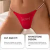 Tanga de Pedrería Zeriluna con Tirantes Finos, Decoración Sencilla de Letra, Versátil, Cómodo, Se Adapta a la Forma de la Cadera, Disponible en Múltiples Colores