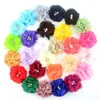 Flor de gasa de color sólido de alta calidad de 33 colores, flor de diez pétalos con perla y diamante, flor de tela cosida a mano, más pinza para el pelo, banda para el pelo