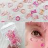 Maquillaje Lolita Modelado Facial Blanco Parche de Perlas Pequeñas Parche de Cola de Ojo Decoración de Ojos Lazo Estrella Amor Maquillaje de Ojos