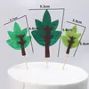 Decoración de tarjeta para pastel de cumpleaños de hojas pequeñas de bosque fieltro árbol de coco árbol de Navidad manzano Bandera de inserción verde