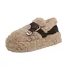 Zapatos esponjosos de suela gruesa para mujer, para uso exterior en invierno, nuevo estilo 2026, para personas bajas, que aumentan la altura, forrados de felpa, mocasines, zapatos cálidos de algodón