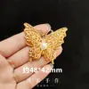 Abanico Decorativo para Novia con Mariposa 3D, Abanico Redondo Dorado DIY, Materiales y Accesorios para Estante Estilo Antiguo, Diseño Floral Hecho a Mano Estilo Chino