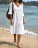 Vestido midi soltinho estilo A, com camadas e franjas decorativas, modelo 2026, para estação independente europeia e americana, vestido de férias