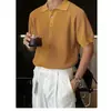 Camisa Polo de Verão Tricotada com Lapela Masculina Dongdaemun Novo Design Nicho Frio Favo de Mel Solta Manga Curta