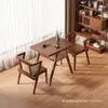 Mesa Pequeña y Sillas para Balcón, Mesa de Té de Mimbre y Madera Maciza para Ocio, Juego Moderno de Mesa de Café y Sillas para Patio Exterior