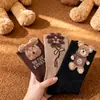 Meias para Outono e Inverno Femininas, Fio de Pena, Ursinho Teddy, Meias de Meia-Perna Aveludadas, Meias Longas Estudantis Populares da Moda, Versáteis Estilo Japonês Ins