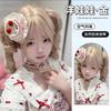 Peluca de Cola de Caballo Bicolor Ghost Lolita Linda Rizos Romanos Cabello Corto Lolita Dulce Natural Diaria Peluca Completa