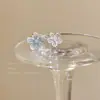 Estilo Ins~Anel Aberto com Florzinhas Azuis para Mulheres, Design de Nicho para Primavera e Verão, Anel Exquisito para Dedo Indicador, Anel Doce e Versátil