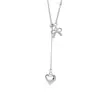 Collar Deslizante de Plata Pura S925 con Lazo de Amor para Mujer, Estilo Dulce y Femenino, Exquisita y Moderna Cadena para Clavícula, Venta al por Mayor