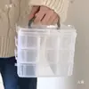 Brinquedo de Enfiar Contas Multicamadas Portátil para Crianças DIY Caixa de Armazenamento Artesanal Caixa de Decoração com Contas Soltas de Plástico Transparente com Tampa