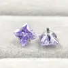Garras de base de cuenco de aleación de titanio ASTMF-136 con pendientes de circonita de trébol de cuatro hojas G23 titanio lirio circonita joyería para labios