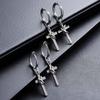 Aretes de Cruz Envolventes para Hombre, Aretes de Acero de Titanio, Aretes para Mujer, Accesorios de Clip para Oreja de Diseño Nicho, Tendencias de Joyería de Alta Gama