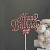 Inserto de Bolo Feliz Aniversário Tridimensional Transfronteiriço Plástico Estampagem a Quente Decoração de Bolo Feliz Aniversário Suprimentos para Festa
