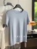 Nova Camiseta Básica de Manga Curta em Liocel com Gola Redonda, Cor Pura, Casual, Costura Central nas Costas, Coleção Primavera/Verão 2026 8397