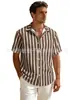 2026 Verano Nueva Camisa de Manga Corta Rayada para Hombre de Talla Grande Comercio Exterior Camisa Casual Holgada de Manga Corta para Hombre Transfronteriza