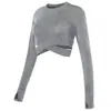 Top Esportivo Curto Colado Transfronteiriço para Mulheres, Manga Longa para Corrida Yoga Fitness, Modelador que Expõe a Cintura, Roupa de Yoga