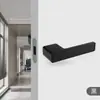 Fechadura Magnética Minimalista para Porta de Quarto Fechadura Quadrada Silenciosa com Maçaneta Conjunto de Fechadura para Porta de Madeira Ecológica Moderna Simples de Liga de Alumínio