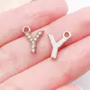 26 Letras Capitales Incrustadas con Diamantes en Inglés, Accesorios de Joyería de Aleación de Zinc K Blanco, Colgantes para Bricolaje, Pendientes, Pulseras, Colgantes