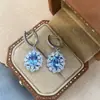Pendientes Ovalados de Zafiro de 1.5 Quilates Cultivados en Vivo por Influencer de Xiaohongshu con un Toque de Lujo, Chapados en Oro de Plata 925