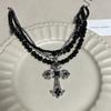 Luz de luxo europeu e americano estilo pulseira de diamante pingente multi-camada frisada clavícula cadeia moda doce tendência legal hot girl nicho colar