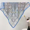 Novedades en Stock: Pañuelo Cuadrado de Algodón de Seda Estampado de 70 cm con Patrón Floral Francés Vintage, Chal Pequeño Delgado, Disponible al por Mayor