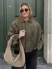 Chaqueta de Aviador Estilo Europeo y Americano para Primavera y Otoño 2025 con Mangas Murciélago, Cierre de Cremallera, Corte Holgado, Textura de Gamuza, Top Casual para Mujer B6