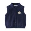 Colete para bebê masculino e feminino para usar por dentro e por fora colete polar fleece forrado com fleece dos dois lados colete espessado outono e inverno colete quente infantil