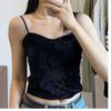 Terciopelo Dorado Hermosa Espalda Ropa Interior Femenina Una Pieza Copas Fijas Tirante Ajustable Tirante Color Sólido Corte Ajustado Cuello Redondo Chaleco para Mujer
