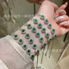 Venta al por mayor del fabricante Peligroso Sol Jadeíta Verde Plata S925 Incrustada Pulsera de Flor Verano Fresca Moda Fina para Mujer