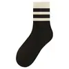 Calcetines de Media Pantorrilla para Mujer Otoño e Invierno Nuevos Estilo Japonés Medela Rayas Retro Ins Versátiles Resistentes al Olor Estudiante Calcetines Largos