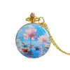 Reloj de bolsillo estilo chino con peces koi y loto, reloj de cuarzo con tapa abatible de moda, accesorio de amuleto de la suerte, reloj conmemorativo unisex