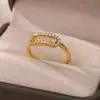 Anillo Abierto de Lujo con Baño de Oro de 18K y Diamantes Completos, No se Desvanece, Anillo de Circonita, Anillo de Moda de Gama Alta para Mujer