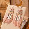Tus aretes de pluma de semicírculo pequeño de 1 color Tixi 11 aretes para mujer plata antigua aceite aretes vintage al por mayor