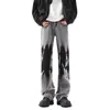 Jeans Masculino Verão 2025 Tendência Estilo Hong Kong Carta Personalizada Hip-Hop Ins Moda High Street Tendência Cool Calças Compridas