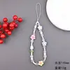 Nueva Cadena para Teléfono Móvil de Flor de Tulipán de Cristal con Cuentas, Colgante Rosa Femenino para Funda de Teléfono Móvil, Correa de Muñeca Antiperdida