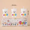 Estilo ins decoração de bolo de aniversário de desenho animado velas flores chapéus de festa urso de pelúcia rosto sorridente corações velas de aniversário infantil