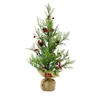 Enfeites de árvore de Natal simulados de vários tamanhos com base de juta, apresentando frutas vermelhas e pinhas, para decoração de mesa, janela e cena de Natal.