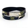 Pulsera de Cuero Camuflaje de Acero Inoxidable Pulsera de Cuero PU de Doble Círculo Simple de Moda para Hombres y Mujeres Estudiantes Pulsera de Pareja